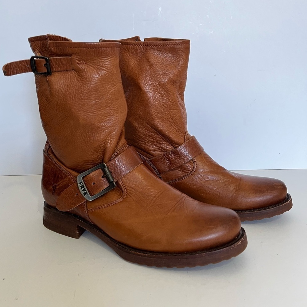 Frye Veronica Leather Buckle Ankle Booties Women's Size 6.5B
